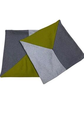 2 Surya Square Wool Blend Pillow Covers MCM Color Block Gray Green